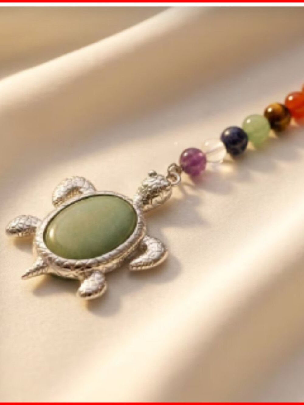Green Aventurine and Multi Gemstone Turtle Keychain